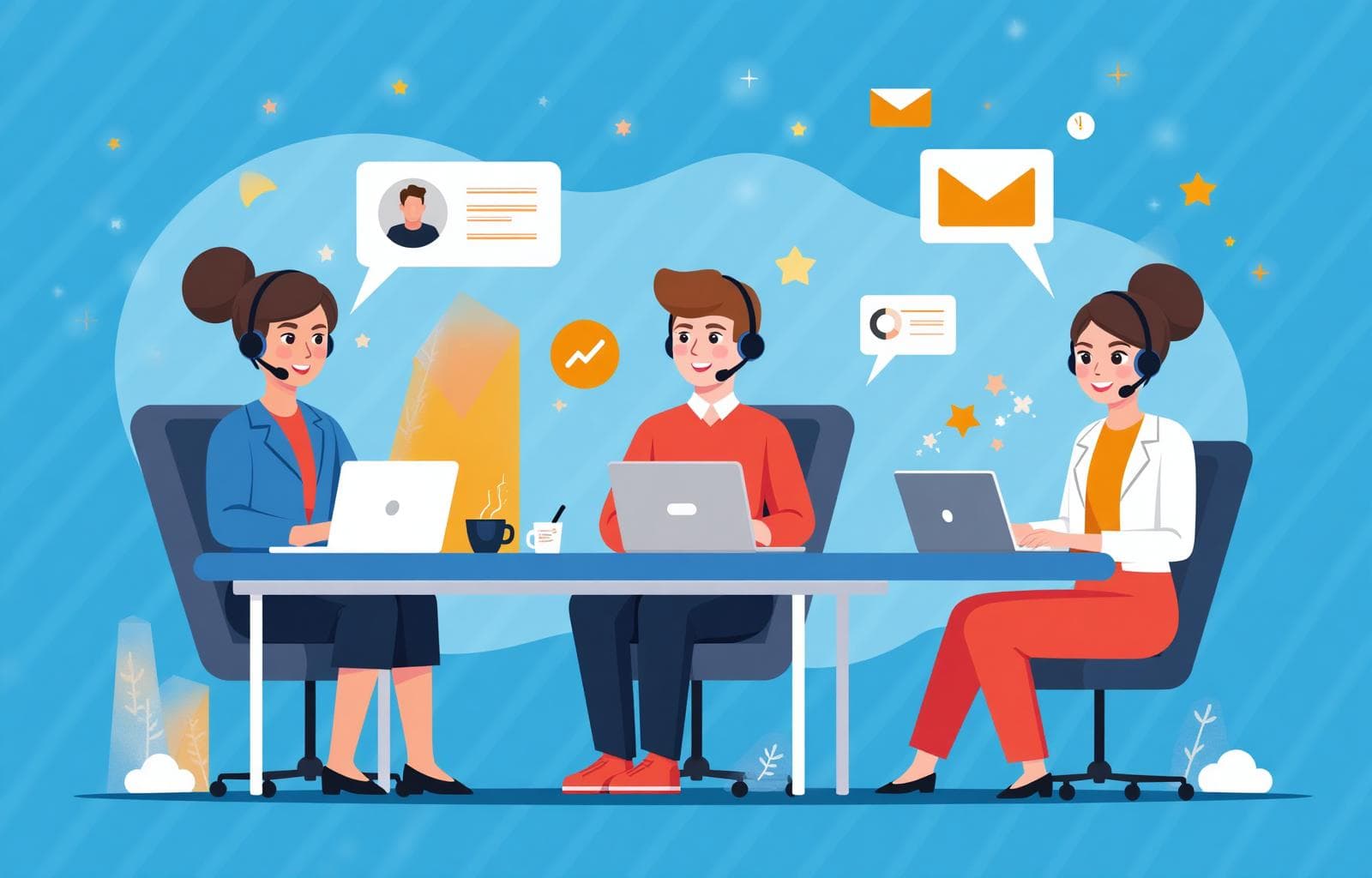 Friendly support team ready to assist with customer inquiries